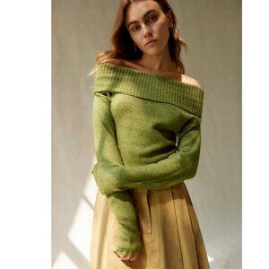 Silence + Noise Claudia Knitted Bardot Top, Urban Outfitters, Olive Green, Small